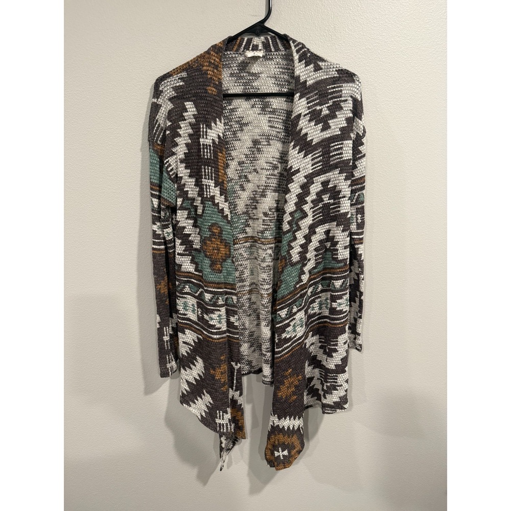 Eyeshadow Southwestern Cardigan‎ Sweater Women's Medium Multicolored Open Front
